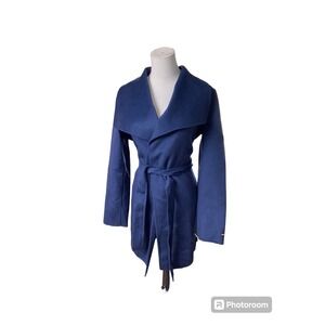 Tahari Coat Womens Blue Medium Wool Ella Style